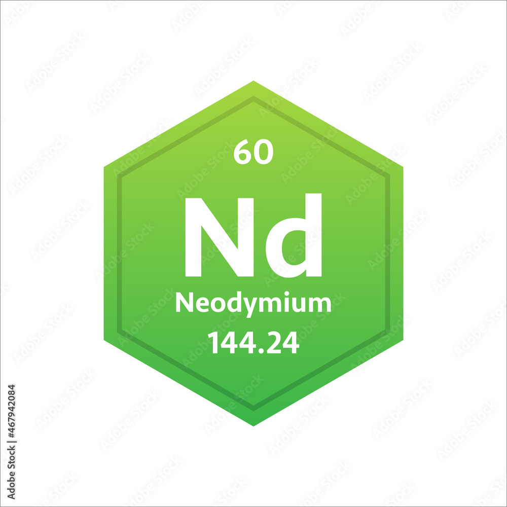 Neodymium symbol. Chemical element of the periodic table. Vector stock illustration. Neodymium symbol. Chemical element of the periodic table. Vector stock illustration.