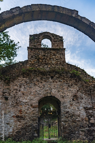 Romanesque ruins of the Monastery of Tina in Asturias - Spain. photo