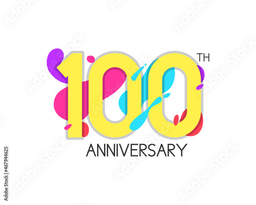 Colorful 100 years anniversary with geometric vector. 100th birthday celebration