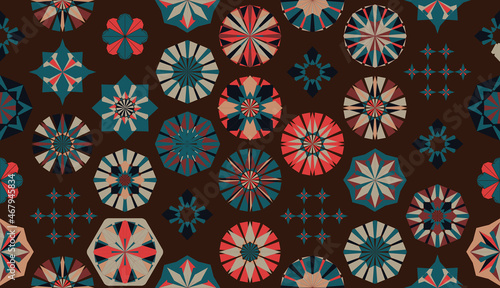 Seamless geometric pattern in retro style. Hexagonal tile pattern.