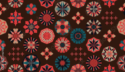 Seamless geometric pattern in retro style. Hexagonal tile pattern.