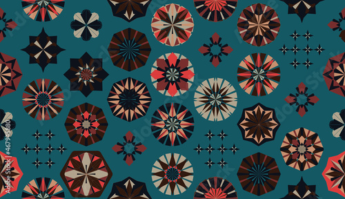 Seamless geometric pattern in retro style. Hexagonal tile pattern.