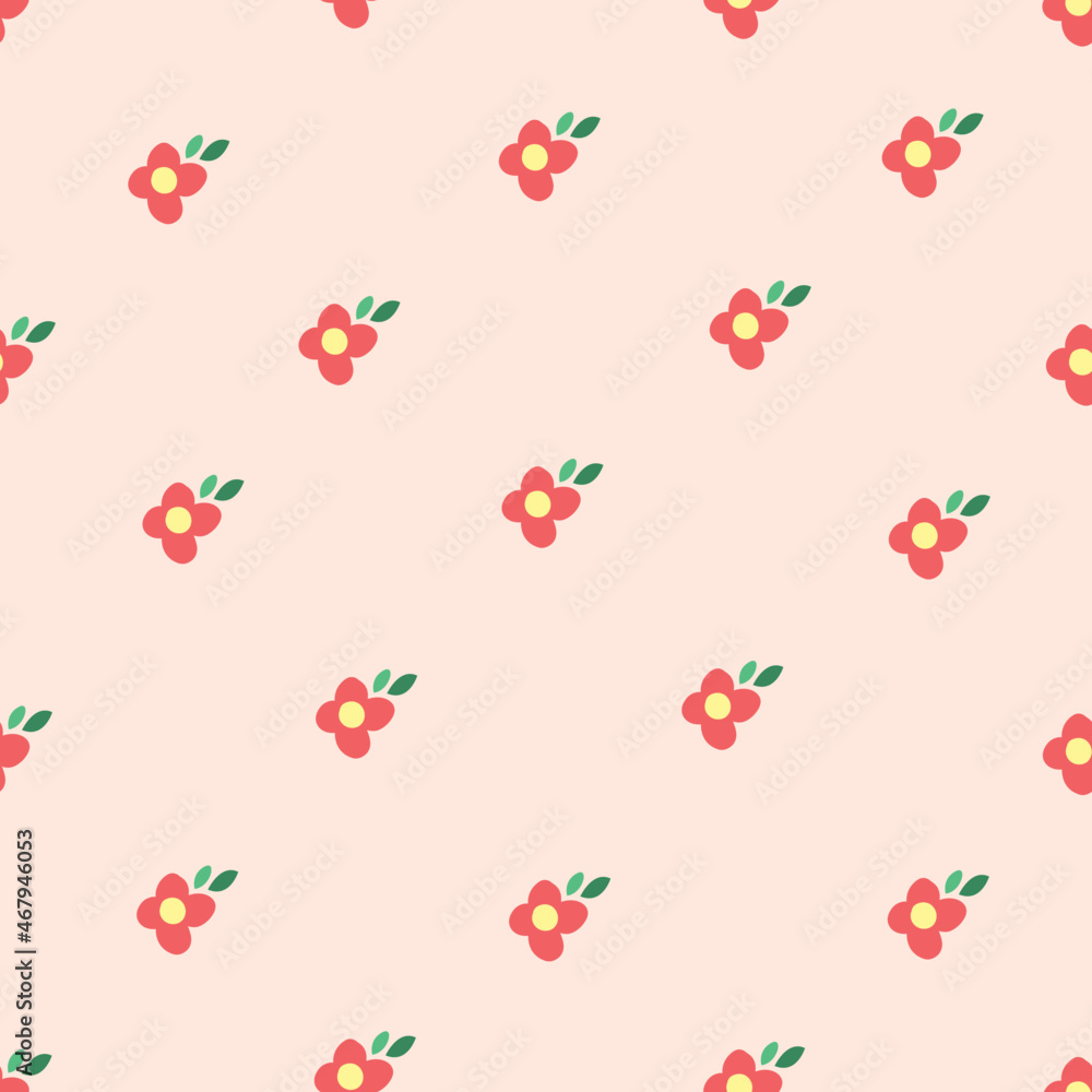 Floral art, Flowers and leaf Seamless pattern, Vector illustration.