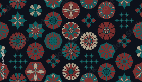 Seamless geometric pattern in retro style. Hexagonal tile pattern.