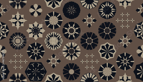 Seamless geometric pattern in retro style. Hexagonal tile pattern.