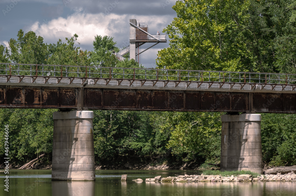 Fototapeta premium Bridge Structure suspension and railroad Columbus Indiana