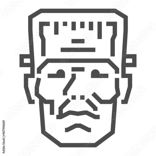 Frankenstein related, pixel perfect, editable stroke, up scalable square line vector icon.