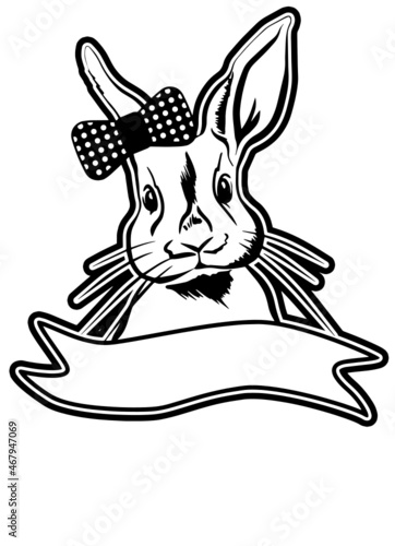 Cute bunny monogram with bow © Julie