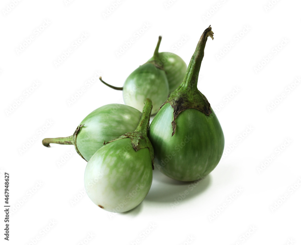 Green eggplant it has a circular effect with green pattern. Local vegetables. Isolated. Green eggplant it has a circular effect with green pattern. Local vegetables. Isolated.