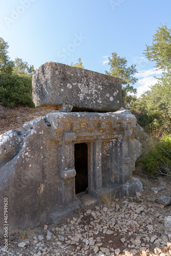 Rock tomb and sarcophagus tomb at ancient city Xanthos.