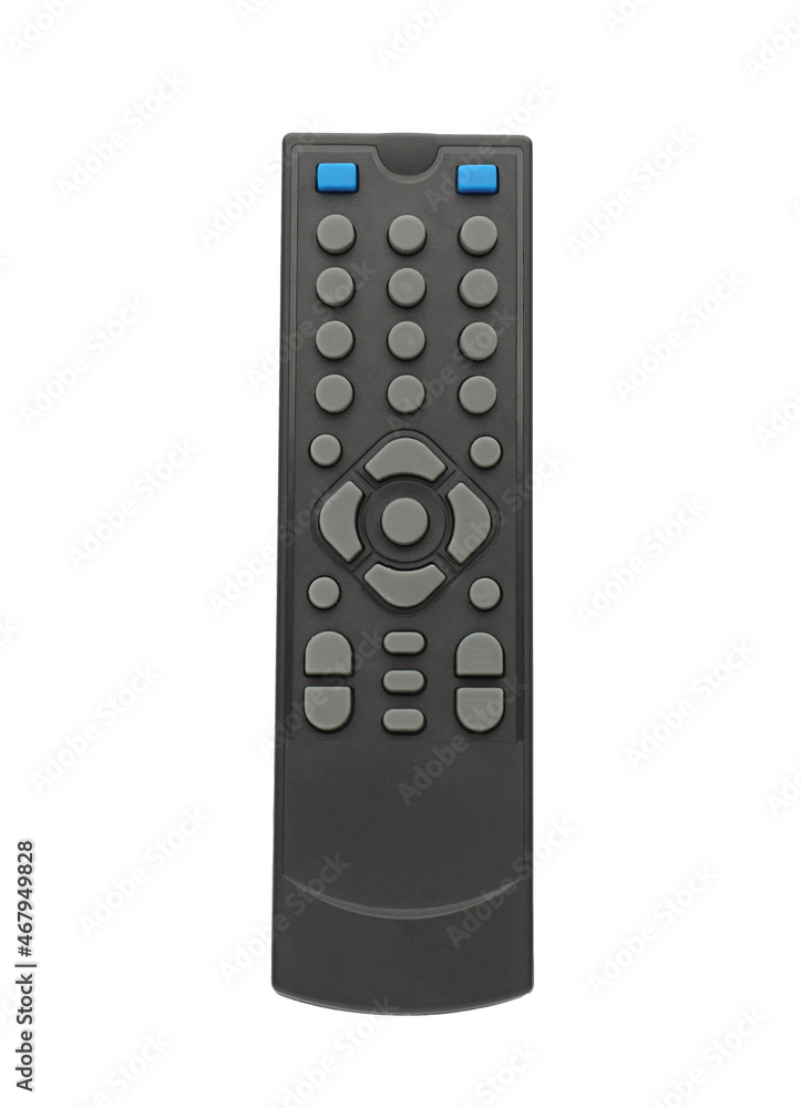 Modern tv remote control isolated on white, top view Modern tv remote control isolated on white, top view