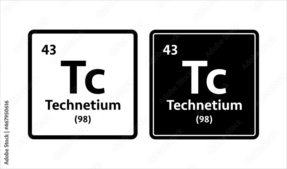 Technetium symbol. Chemical element of the periodic table. Vector stock illustration. Technetium symbol. Chemical element of the periodic table. Vector stock illustration.