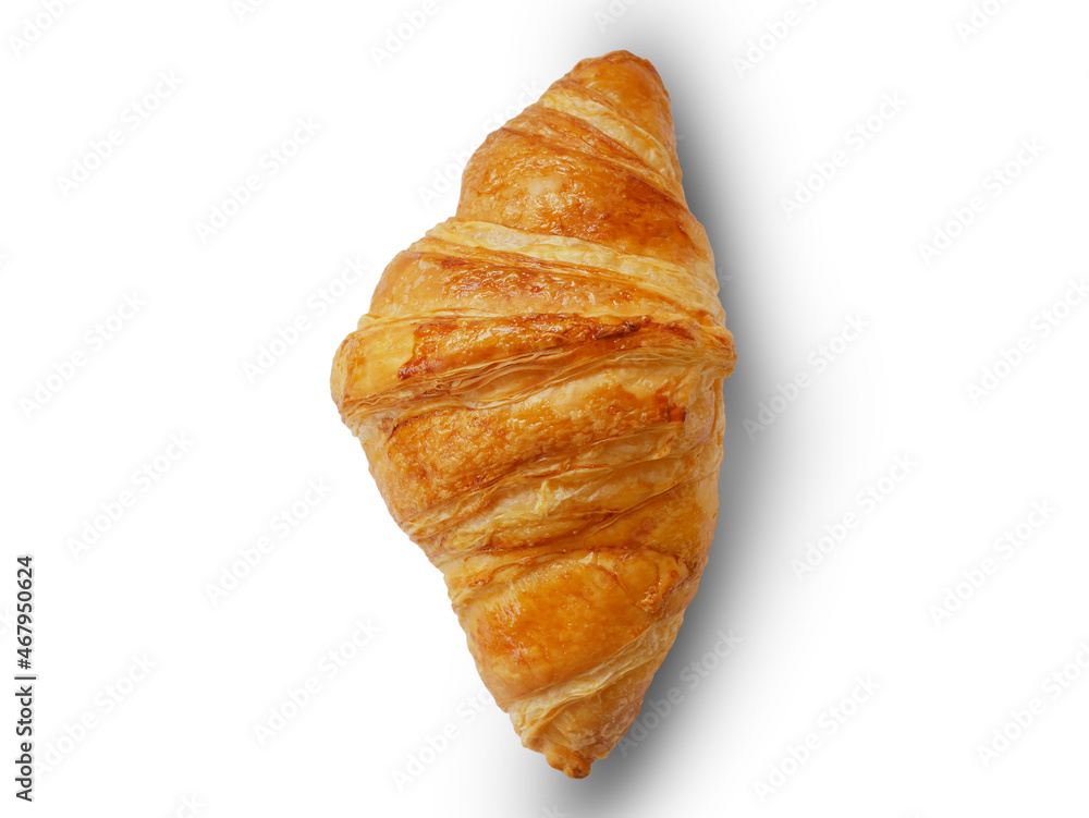 A piece of delicious croissant on a white background A piece of delicious croissant on a white background