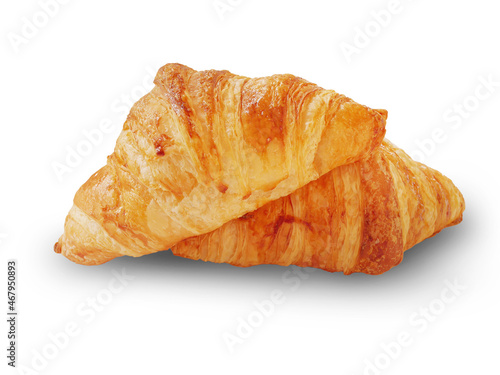 Yummy croissants for breakfast on white background