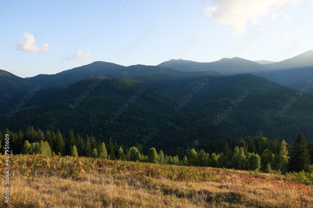 Beautiful view of blue sky over mountains on sunny day