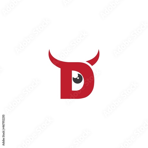 D initial letter with devil horn