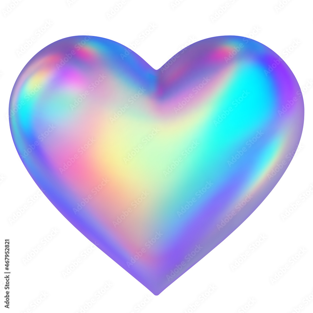 Vector Illustration of Isolated Iridescent Heart Over White Background