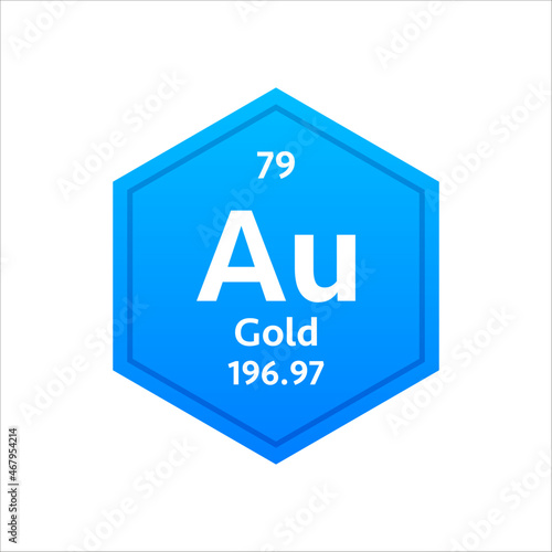 Gold symbol. Chemical element of the periodic table. Vector stock illustration