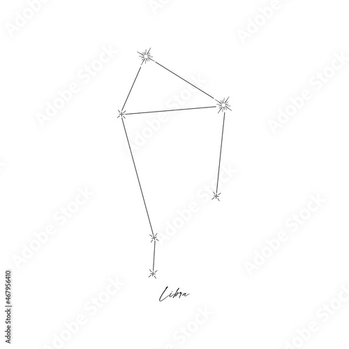 Libra constellation, horoscope, stars, astrology. Line illustration, vector.