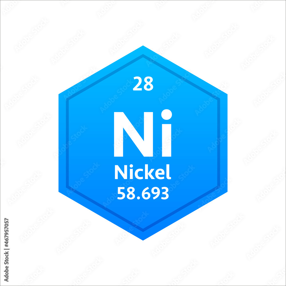 Nickel symbol. Chemical element of the periodic table. Vector stock illustration. Nickel symbol. Chemical element of the periodic table. Vector stock illustration.
