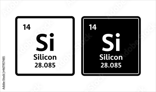 Silicon symbol. Chemical element of the periodic table. Vector stock illustration