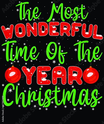 Christmas Typography T shirt design vector photo