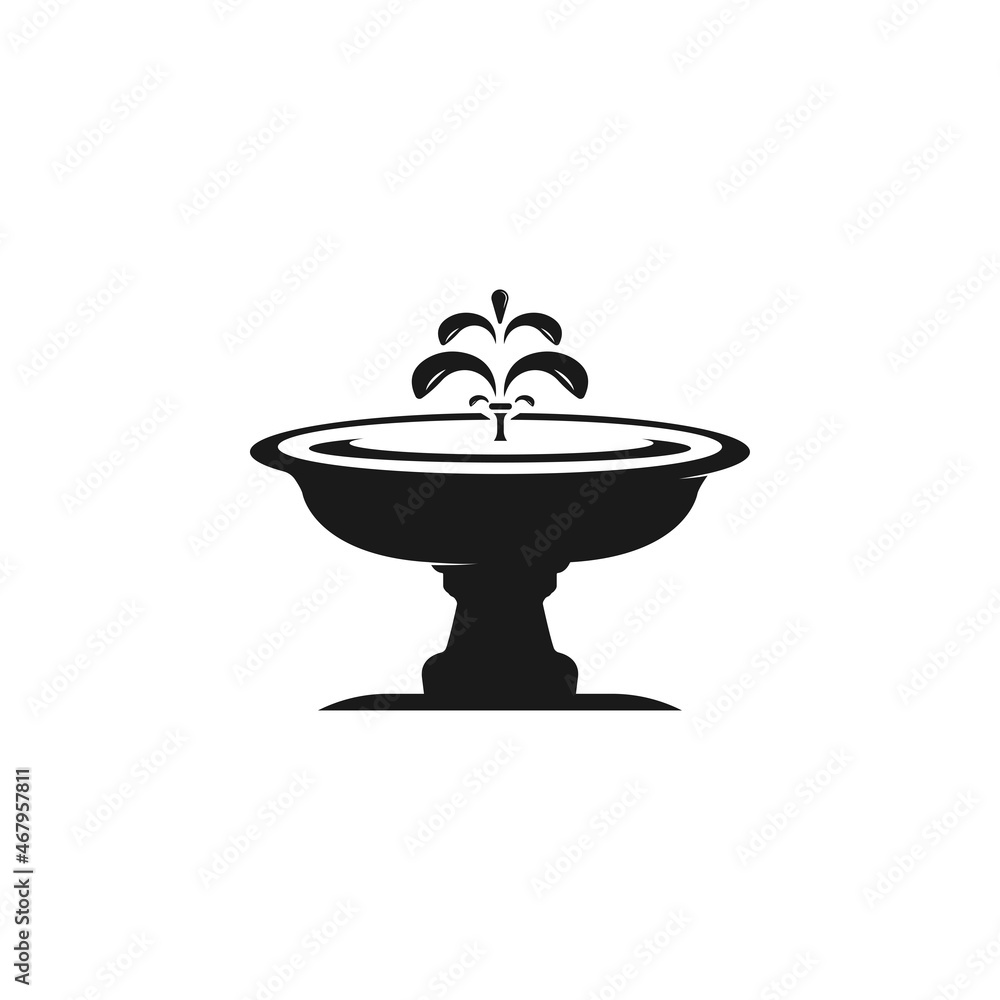 vector Water Fountain Stone Garden Decoration Logo icon design silhouette vector Water Fountain Stone Garden Decoration Logo icon design silhouette