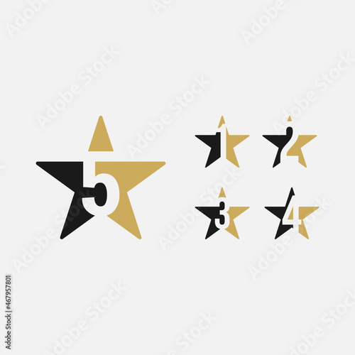 Set Number 1,2,3,4,5 Star Logo Template