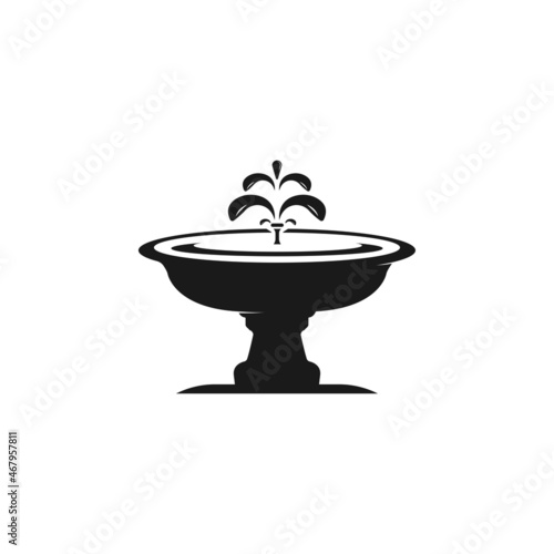 vector Water Fountain Stone Garden Decoration Logo icon design silhouette