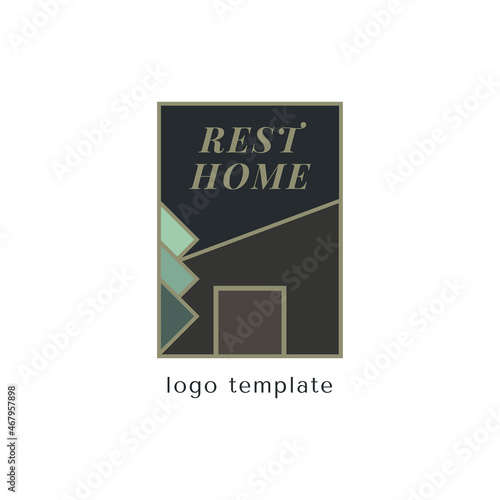 Vector geometric logo template for good restaurant in the forest. Eco-friendly rest