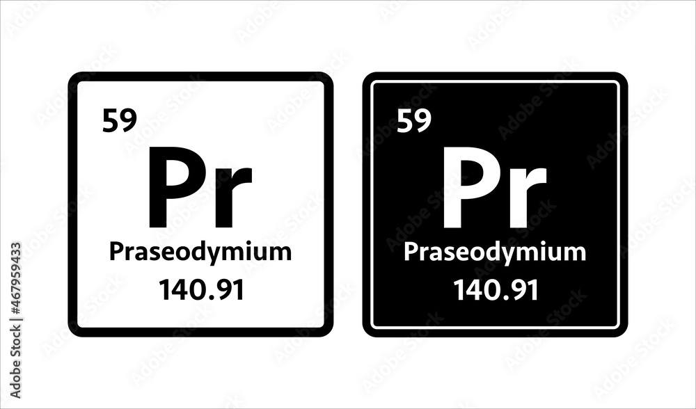 Praseodymium symbol. Chemical element of the periodic table. Vector stock illustration Praseodymium symbol. Chemical element of the periodic table. Vector stock illustration