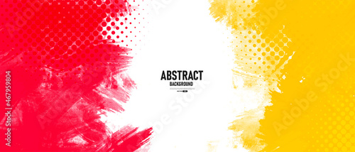 Abstract watercolor red and yellow background with halftone effects. vector illustraction. 