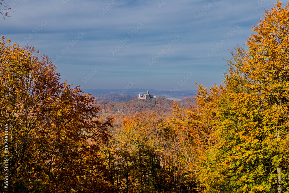 Fototapeta premium Herbstspaziergang rund um die Wartburgstadt Eisenach am Rande des Thüringer Waldes - Thüringen