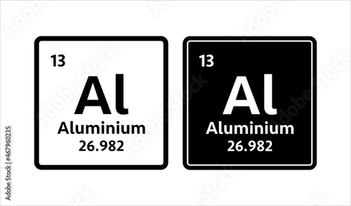 Aluminium symbol. Chemical element of the periodic table. Vector stock illustration.