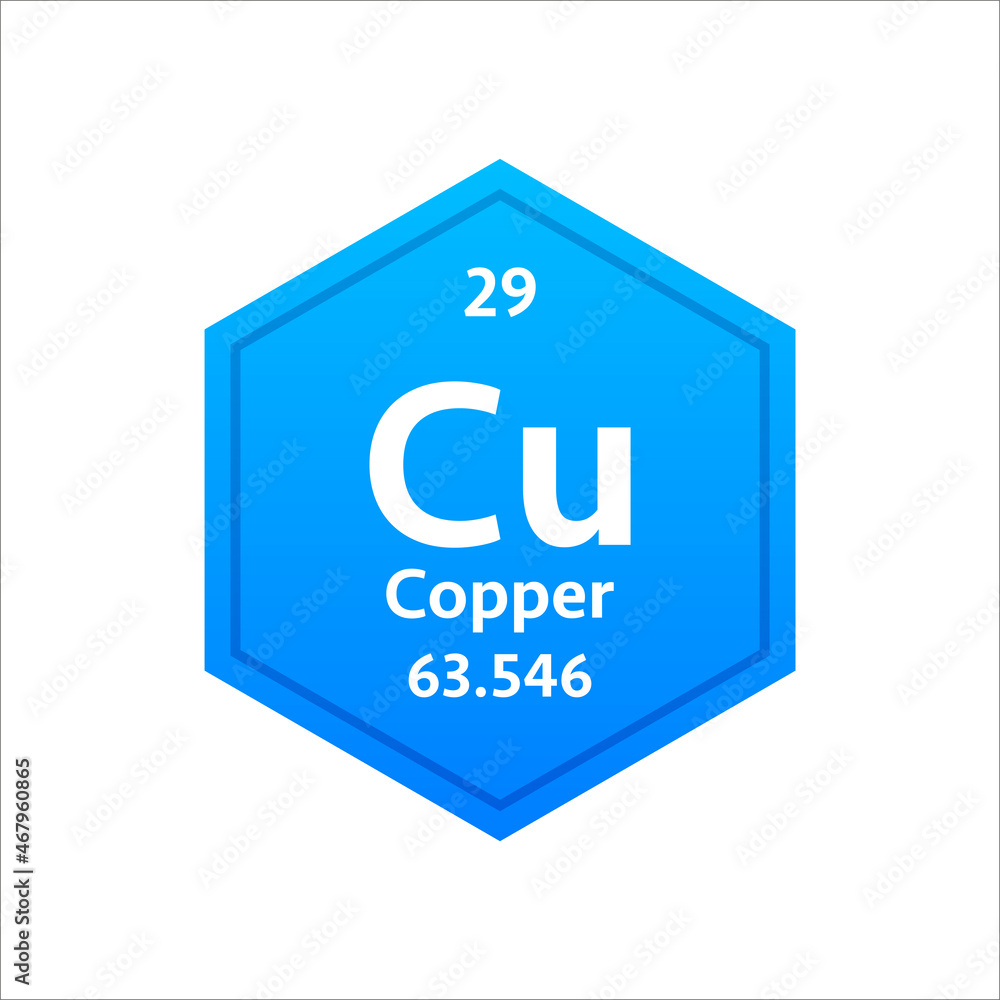 Copper symbol. Chemical element of the periodic table. Vector stock illustration Copper symbol. Chemical element of the periodic table. Vector stock illustration
