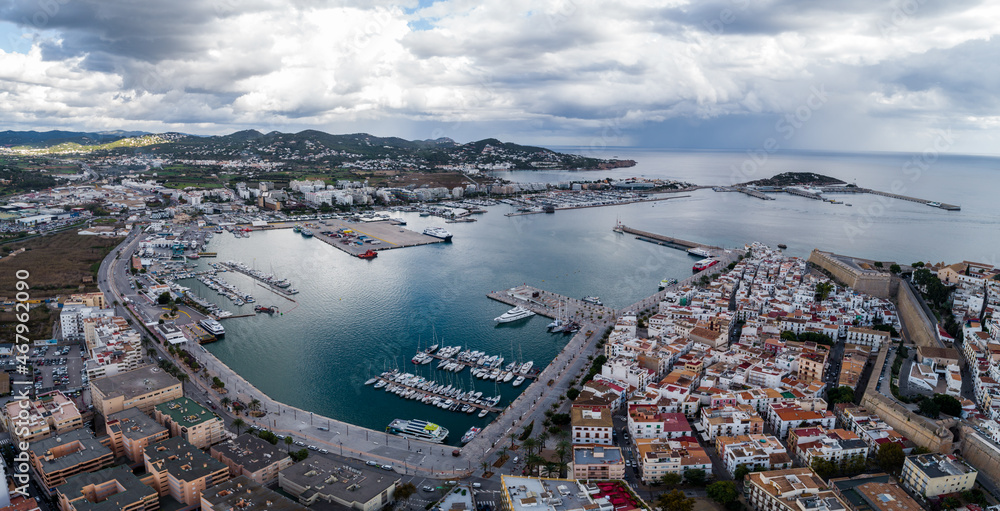 Aerial Panorama of the Port in Ibiza, Spain