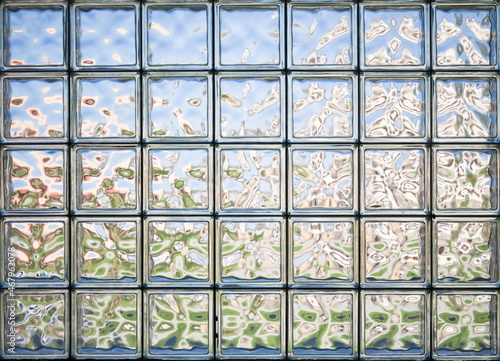 Pattern of glass block wall, home architecture details