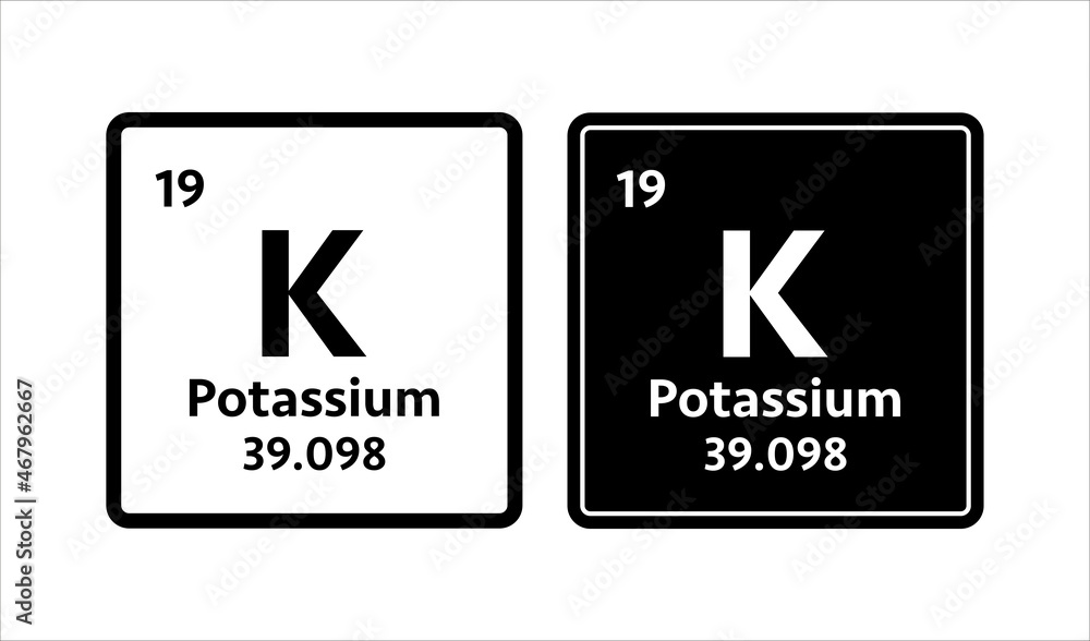 Potassium symbol. Chemical element of the periodic table. Vector stock illustration