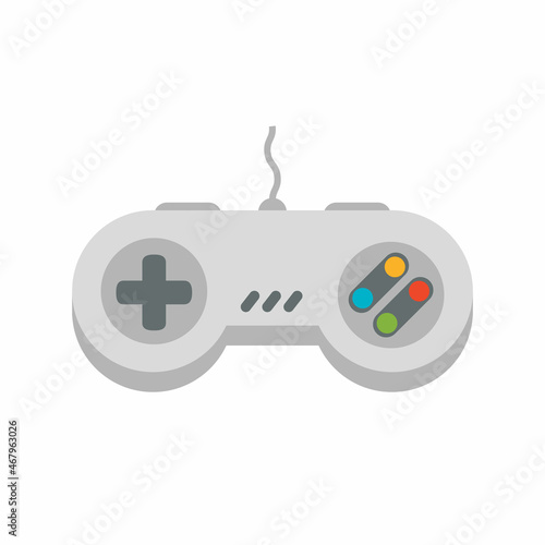 Retro gamepad and joystick isolated on white background. Console for video game. Vector stock
