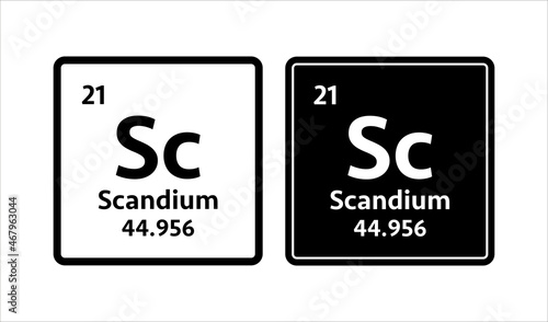 Scandium symbol. Chemical element of the periodic table. Vector stock illustration.