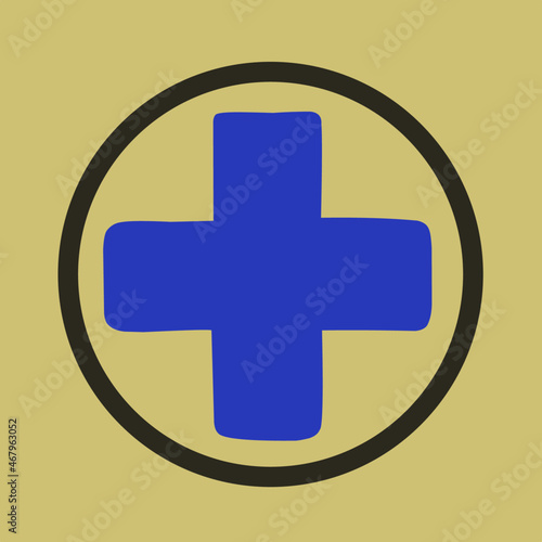 Vector illustration of plus button on gold background suitable for logos, icons, stickers, mascots, brands and screen printing