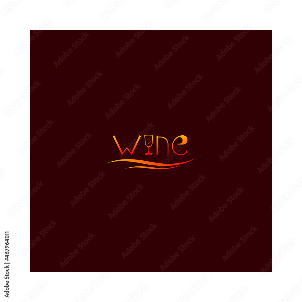 vector logo lettering wine with glass in gold decoration vector logo lettering wine with glass in gold decoration