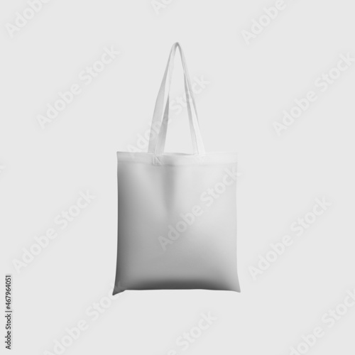 Mock up of white totebag 3d rendering, reusable ecobag with handle, for shopping, isolated on background.