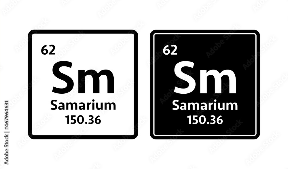 Samarium symbol. Chemical element of the periodic table. Vector stock illustration Samarium symbol. Chemical element of the periodic table. Vector stock illustration