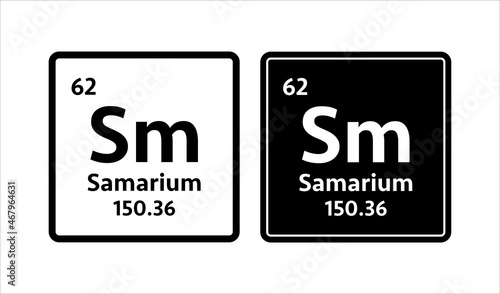 Samarium symbol. Chemical element of the periodic table. Vector stock illustration