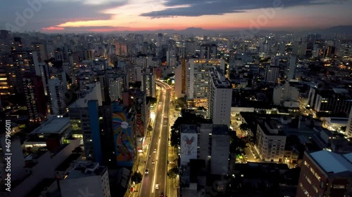 Night view of illuminated Sao Paulo city, Brazil. Costa e Silva bridge scene.Night view of illuminated Sao Paulo city, Brazil. Costa e Silva bridge scene.Night view of illuminated Sao Paulo city. photo