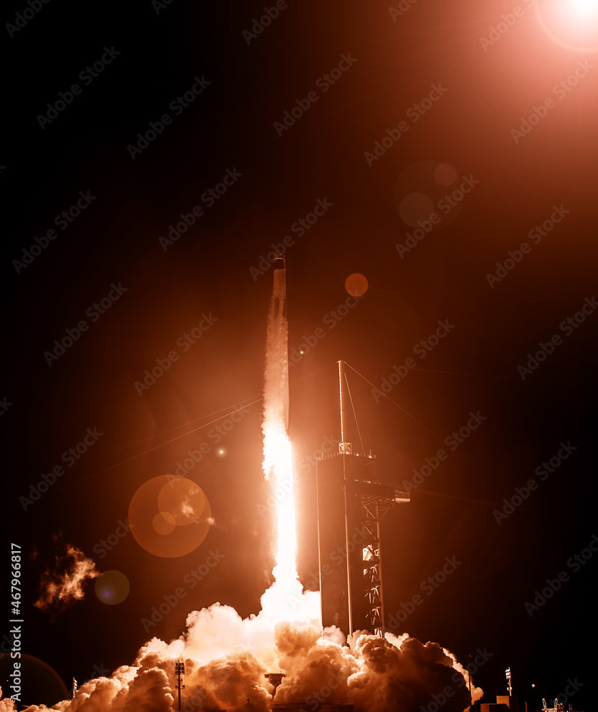 Fototapeta premium Spaceship launch. The elements of this image furnished by NASA.