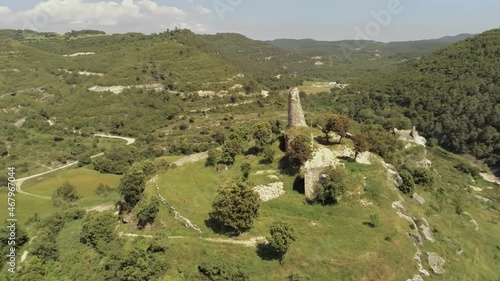 Aerial views of the Calders castle. Drone. Estelada photo