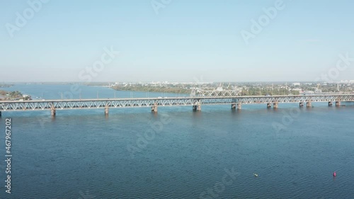 Wallpaper Mural View of the long bridge crossing a wide river Torontodigital.ca
