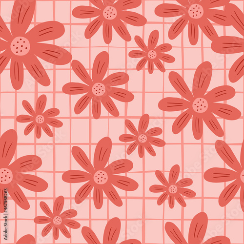 Retro ditsy flowers seamless pattern. Vintage chamomile print. Bright floral ornament.